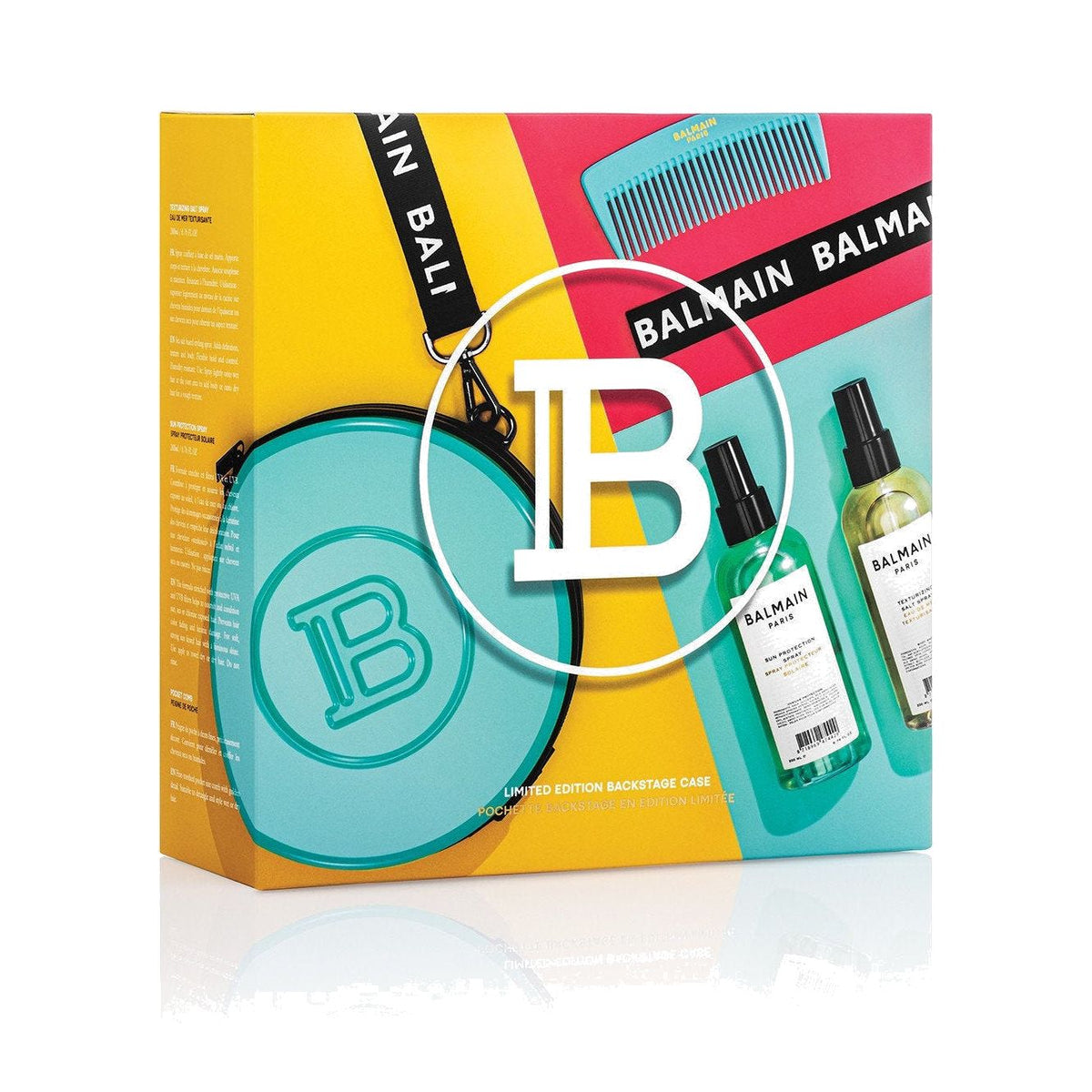 BALMAIN HAIR Backstage Session Case Turquoise türkiissinine kosmeetikakott päikesekaitse- ja soolaspreiga, pilt 3