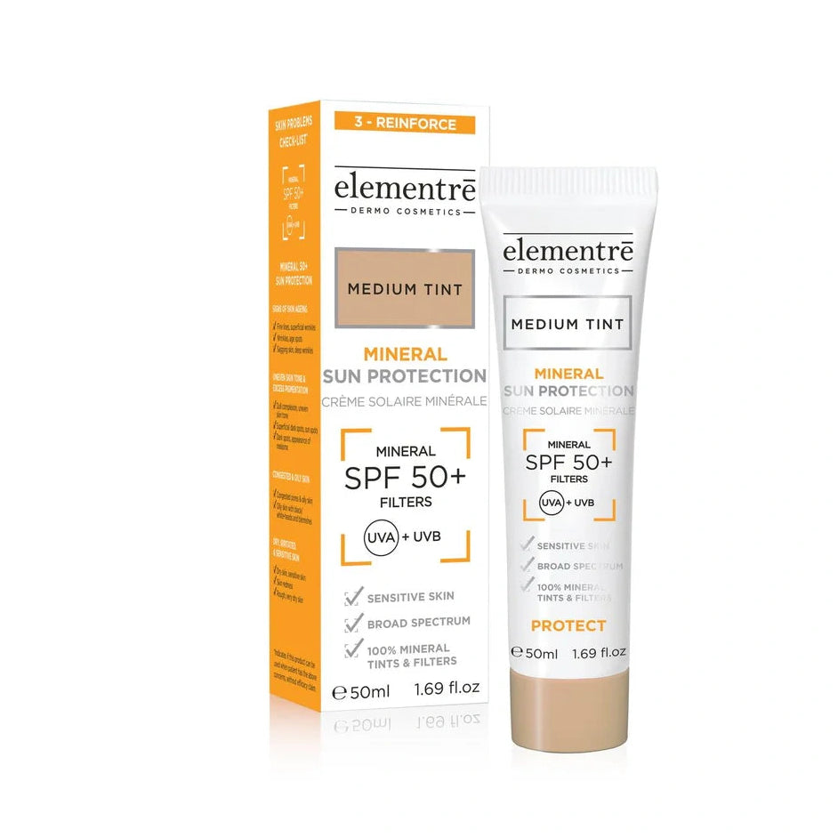 Elementre SPF 50+ Tooniv mineraalne päikesekaitsekreem näole Medium, 50ml