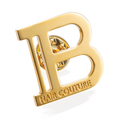 BALMAIN HAIR 18K Gold Plated Signature Brooch 18K kullaga kaetud rinnamärk
