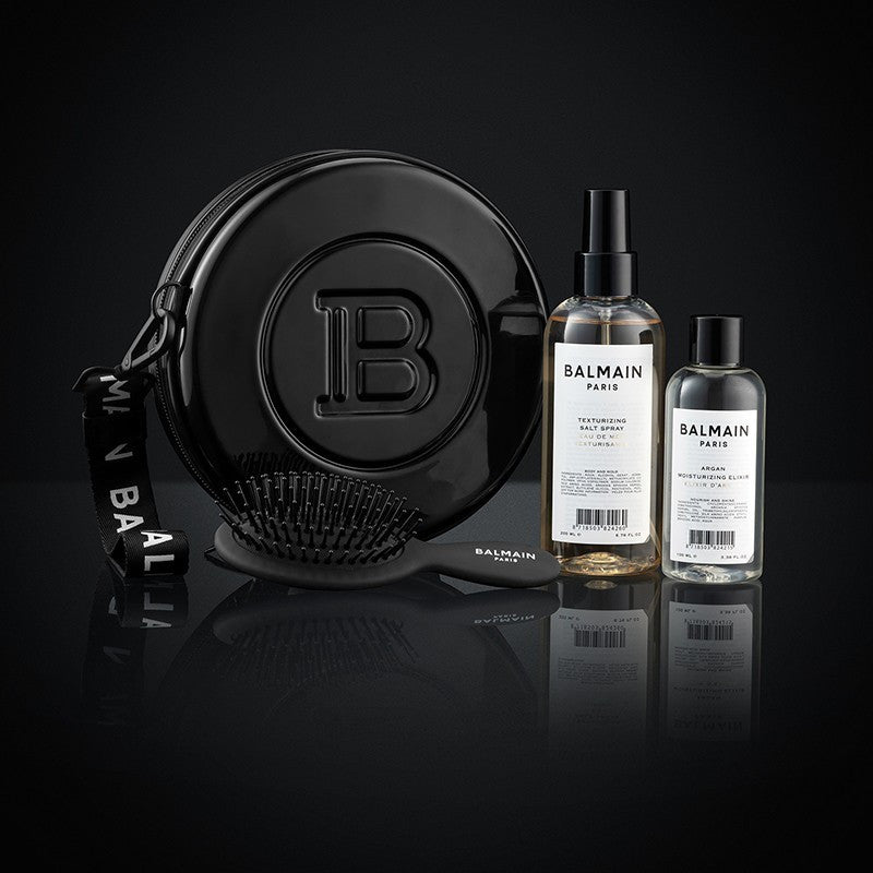 BALMAIN HAIR Backstage Session Case Black must kosmeetikakott eliksiiri, soolaspreiga ja harjaga, pilt 2