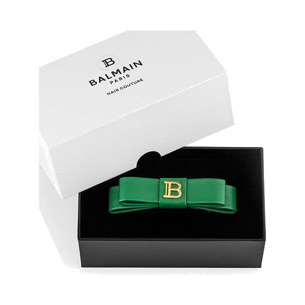 BALMAIN HAIR Barrette Bow Gold & Green lipsuga roheline juukseklamber, pilt 2