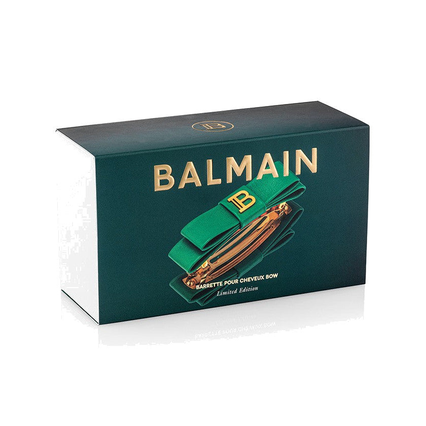 BALMAIN HAIR Barrette Bow Gold & Green lipsuga roheline juukseklamber, pilt 3