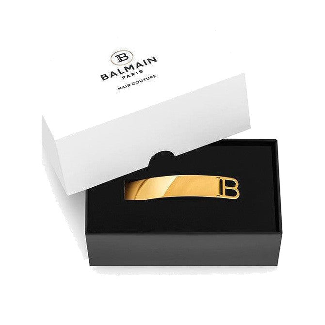 BALMAIN HAIR Barrette Gold B-Logo 18K kullaga juukseklamber B-logoga, L, pilt 3