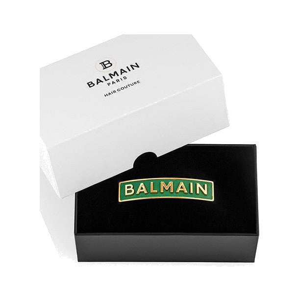 BALMAIN HAIR Barrette Golden BALMAIN Logo Green 18K kullaga roheline juukseklamber, L, pilt 2