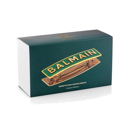 BALMAIN HAIR Barrette Golden BALMAIN Logo Green 18K kullaga roheline juukseklamber, L, pilt 3