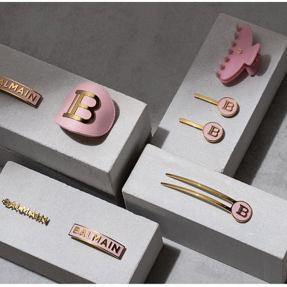 BALMAIN HAIR Barrette Golden BALMAIN Logo Pink 18K kullaga roosa juukseklamber, L, pilt 2
