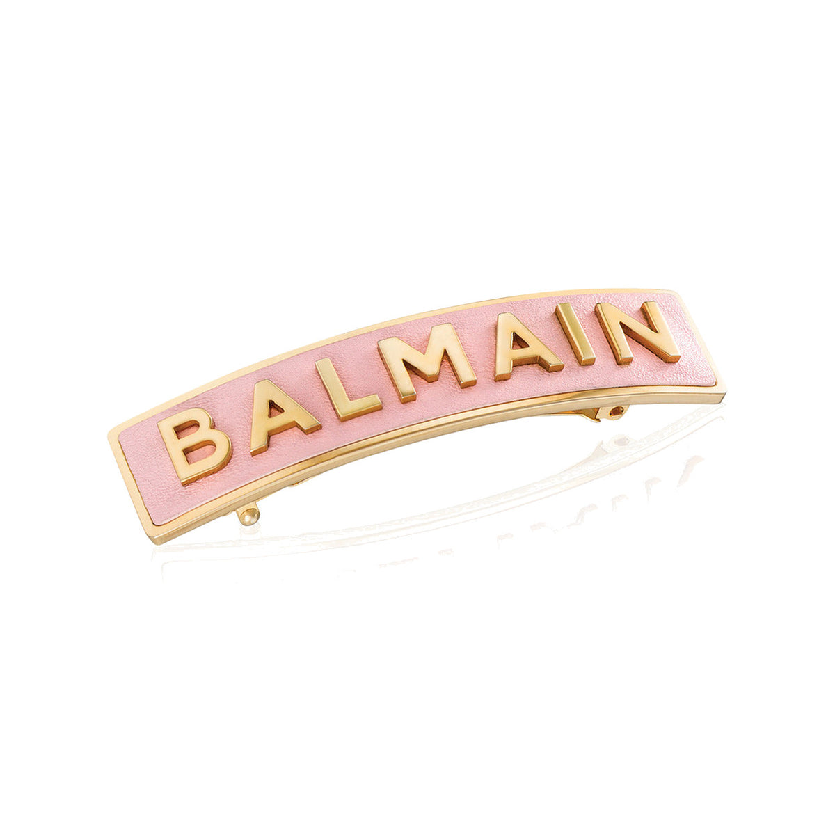 BALMAIN HAIR Barrette Golden BALMAIN Logo Pink 18K kullaga roosa juukseklamber, L