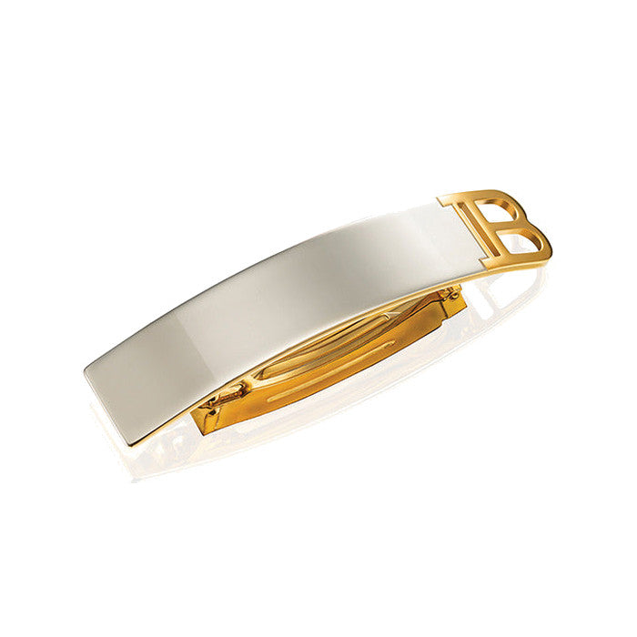BALMAIN HAIR Barrette Silver & Gold hõbedane juukseklamber 18K kuldse B-tähega, M
