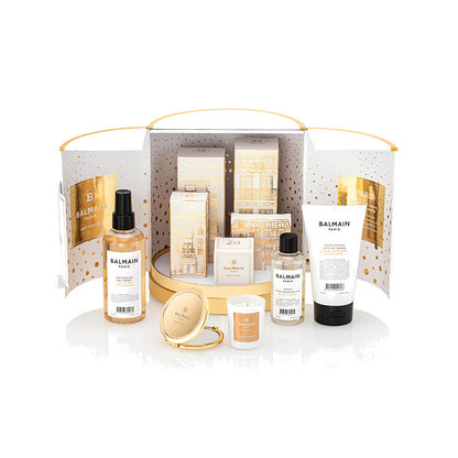 BALMAIN HAIR Christmas Gift Calendar Gold & White Medium jõulukalender 5 tootega, valge ja kuldne