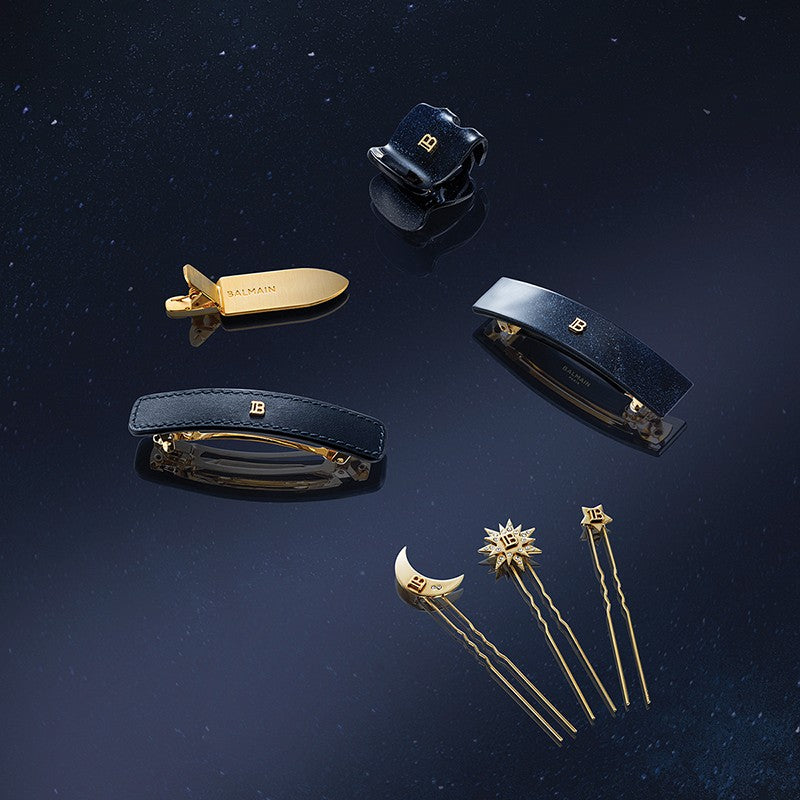 BALMAIN HAIR COSMIC SAPPHIRE Leather Barrette nahast juukseklamber, L, pilt 4