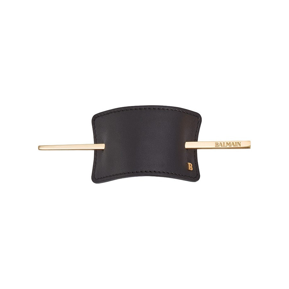 BALMAIN HAIR Hair Barrette Black Leather must nahast juukseklamber