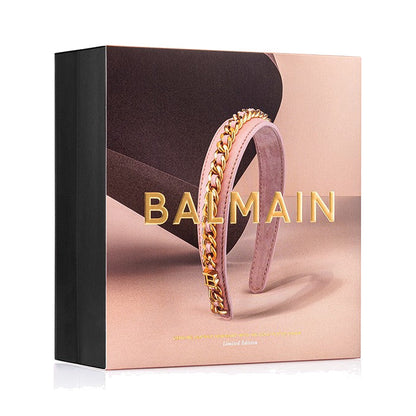 BALMAIN HAIR Leather Chain Golden Headband Pink napa nahast roosa peavõru kuldse ketiga, L, pilt 3