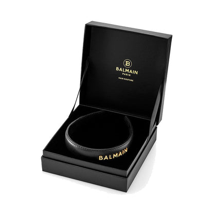 BALMAIN HAIR Leather Headband BALMAIN Logo Gold & Black napa nahast must peavõru, L, pilt 2