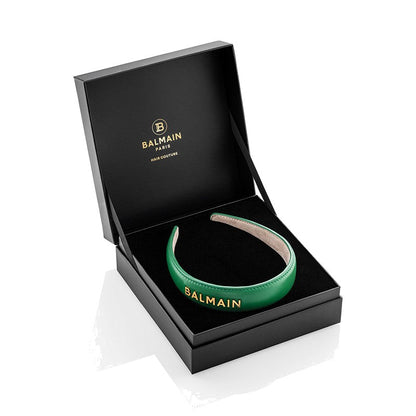BALMAIN HAIR Leather Headband Gold & Green 18K kullatud roheline nahast peavõru, pilt 2