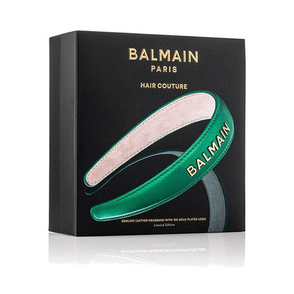 BALMAIN HAIR Leather Headband Gold & Green 18K kullatud roheline nahast peavõru, pilt 3
