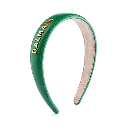 BALMAIN HAIR Leather Headband Gold & Green 18K kullatud roheline nahast peavõru
