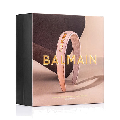 BALMAIN HAIR Leather Headband Pink Golden Logo napa nahast roosa peavõru BALMAIN logoga, L, pilt 3