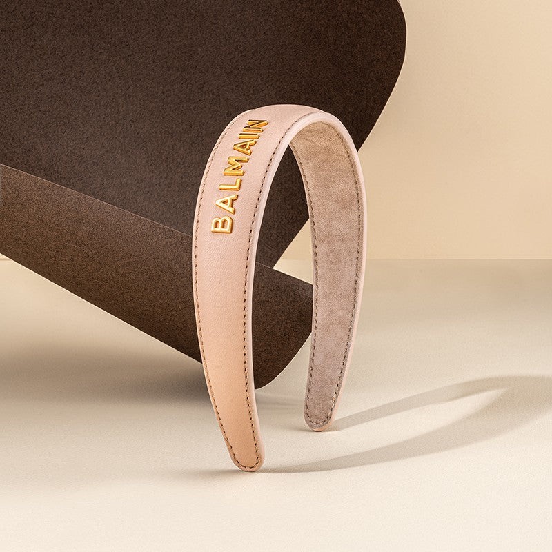 BALMAIN HAIR Leather Headband Pink Golden Logo napa nahast roosa peavõru BALMAIN logoga, L, pilt 4