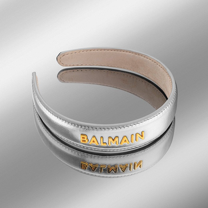 BALMAIN HAIR Leather Headband Silver hõbedane nahast peavõru, L, pilt 2