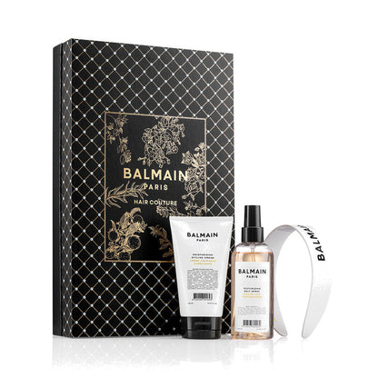 BALMAIN HAIR LEGACY Acetate Headband Set valge peavõru, soengukreemi ja soolaspreiga komplekt