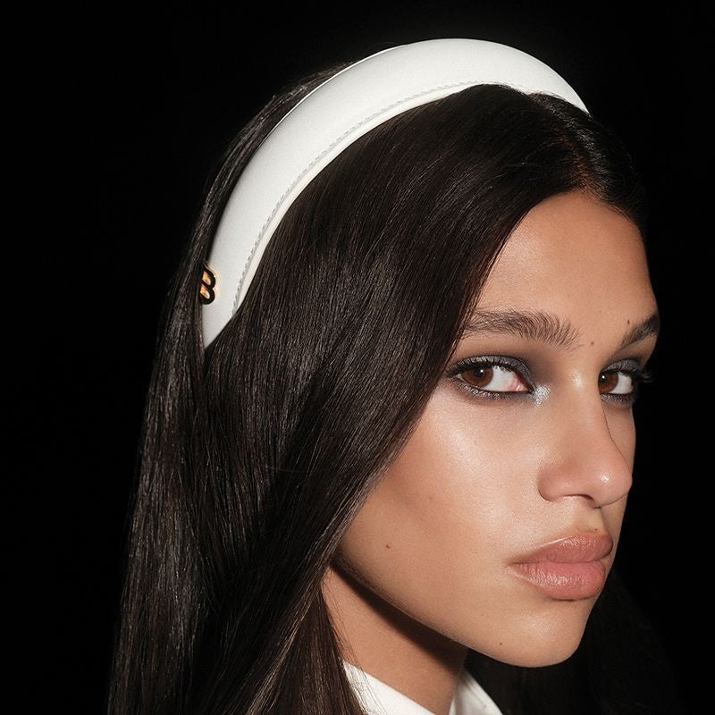 BALMAIN HAIR Limited Edition Legacy Leather Puffed Headband valge nahast peavõru, pilt 2