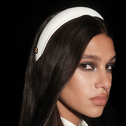BALMAIN HAIR Limited Edition Legacy Leather Puffed Headband valge nahast peavõru, pilt 2