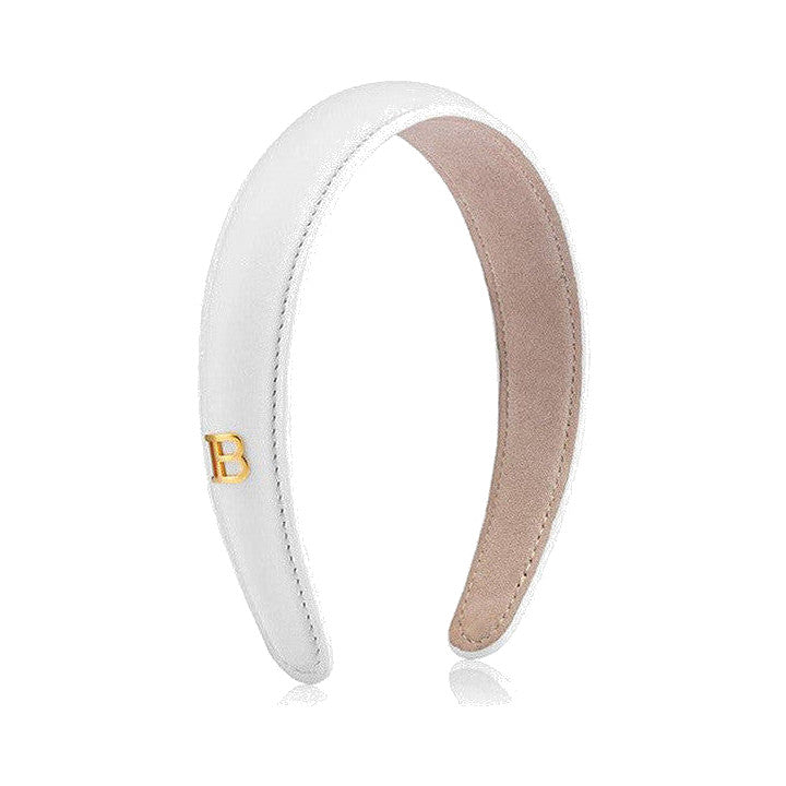 BALMAIN HAIR Limited Edition Legacy Leather Puffed Headband valge nahast peavõru