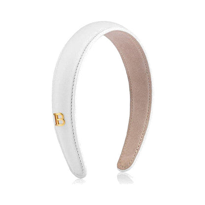 BALMAIN HAIR Limited Edition Legacy Leather Puffed Headband valge nahast peavõru