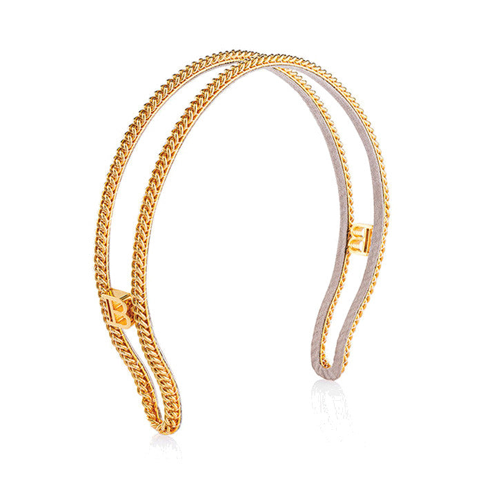 BALMAIN HAIR PONT DES ARTS Golden Headband 18K kullatud kett-peavõru, L