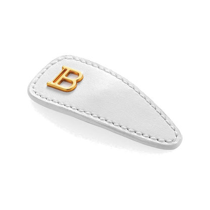BALMAIN HAIR PRINTEMPS Leather Snap Hair Clip White valge nahast juukseklamber