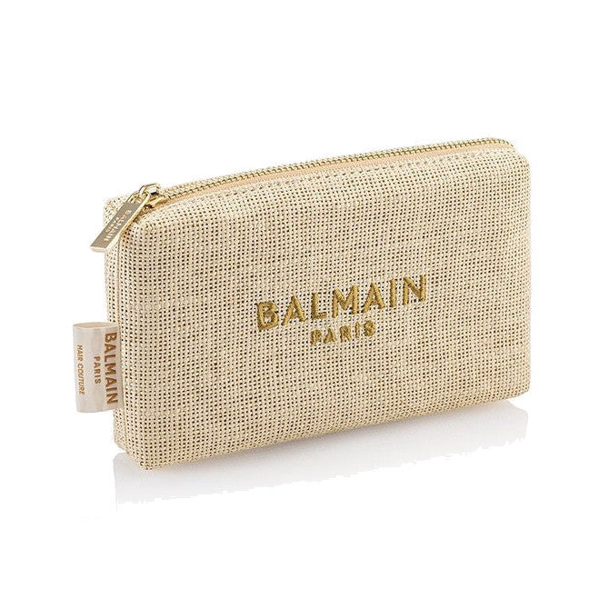 BALMAIN HAIR Raffia Cosmetic Bag with 2 Products raffia kosmeetikakott soengukreemi ja argaaniaeliksiiriga, pilt 2