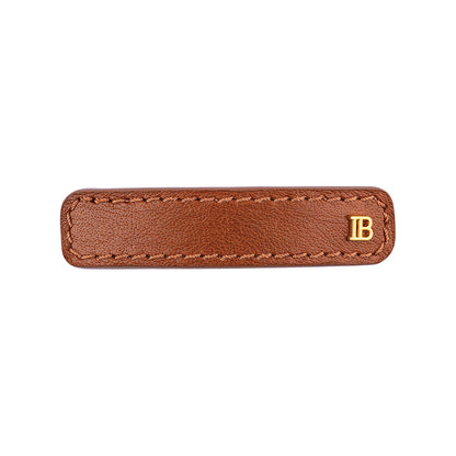 BALMAIN HAIR RIVIERA Barrette Cognac pruun nahaga kaetud juukseklamber, M