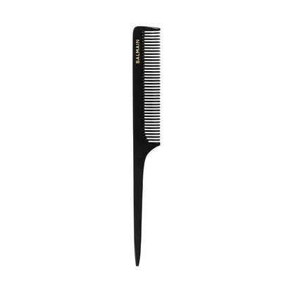 BALMAIN HAIR Tail Comb Black & White professionaalne sabaga viimistluskamm, must ja valge