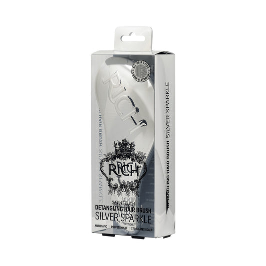 RICH SATIN TOUCH Detangling Brush Silver Sparkle antistaatiline pusasid harutav juuksehari, 1tk