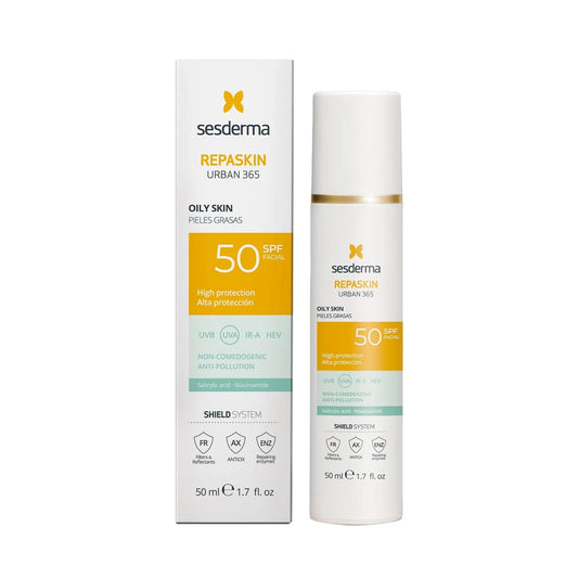 Sesderma REPASKIN URBAN 365 Oily Skin SPF50 päikesekaitse näokreem rasusele nahale SPF 50, 50ml